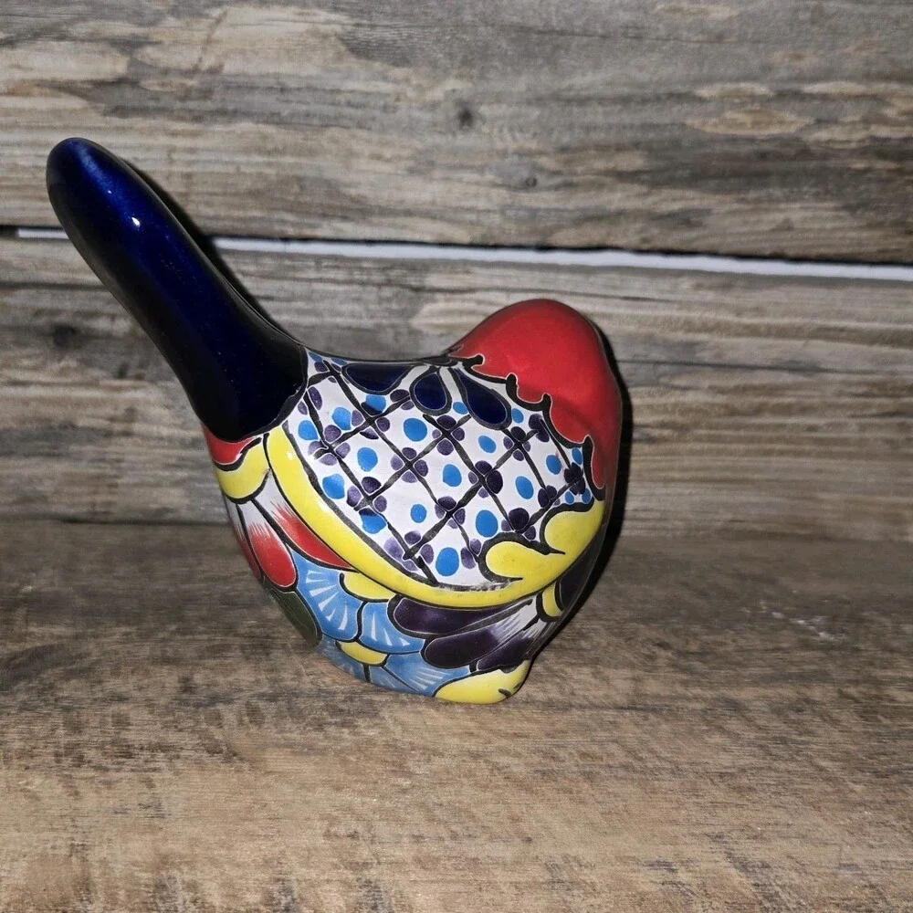 Talavera Bird Mexican Pottery Art Home Decor Hand Painted 5.5 x 4 X 6 Inches